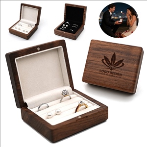 Wooden Square Magnetic Small Multi-Row Ring Jewelry Box